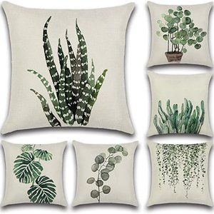 Decorative Farmhouse Green Plant Pillow Covers
